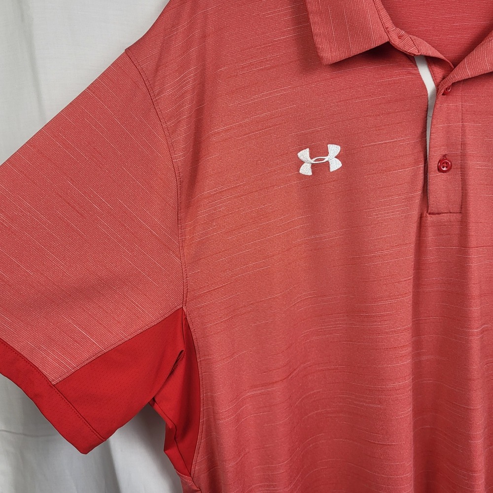 Under Armour HeatGear Polo Shirt Men 4XL Red Loose Fit Performance Golf Athletic - Picture 2 of 7